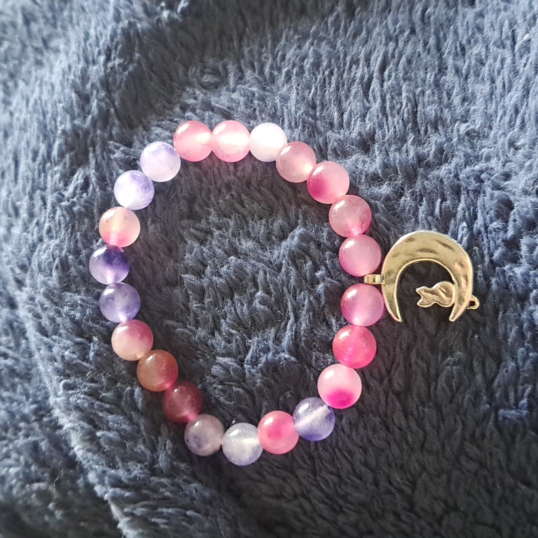 Purple Chalcedony Cat Bracelet